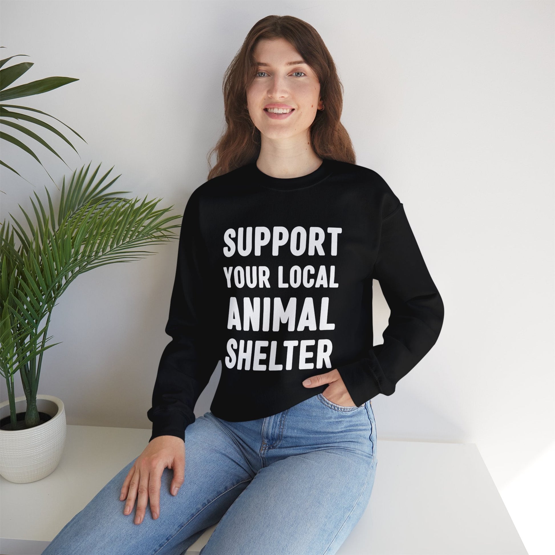 Support Your Local Animal Shelter | Crewneck Sweatshirt - Detezi Designs-18793886866293822089