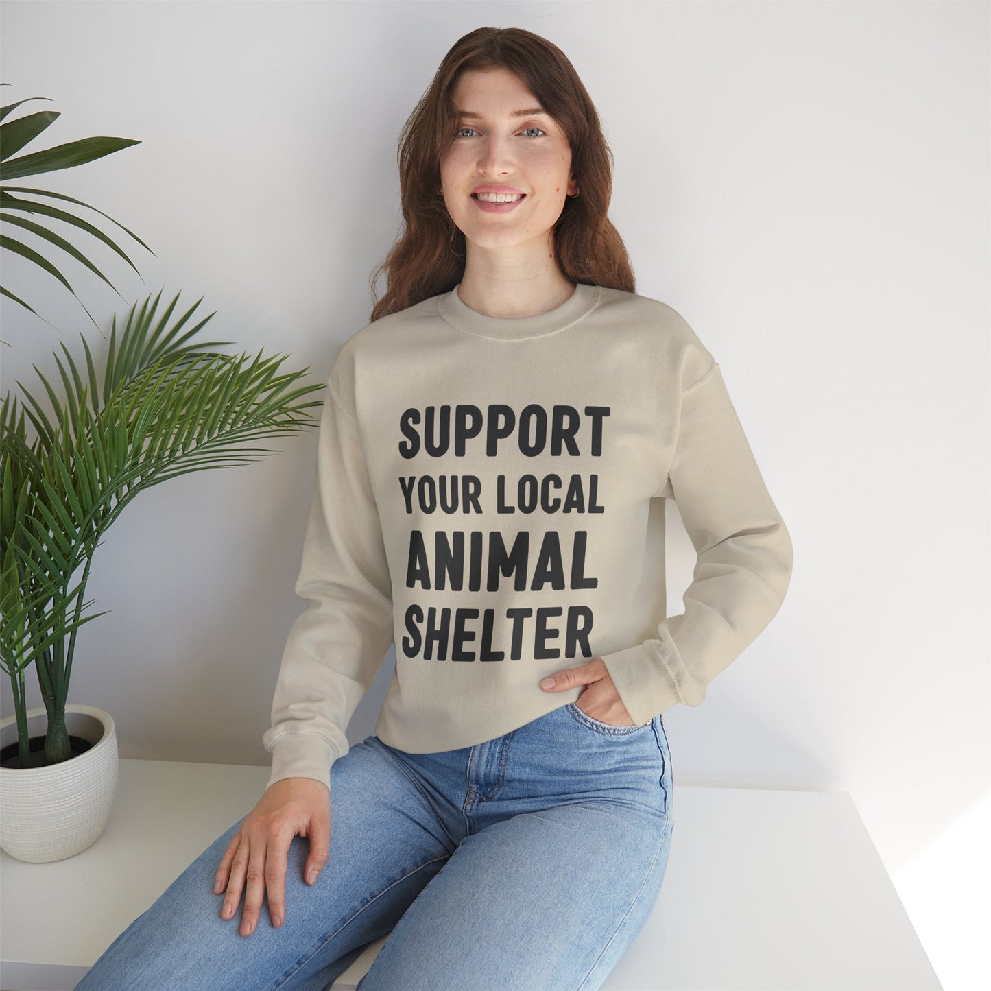 Support Your Local Animal Shelter | Crewneck Sweatshirt - Detezi Designs-18793886866293822089