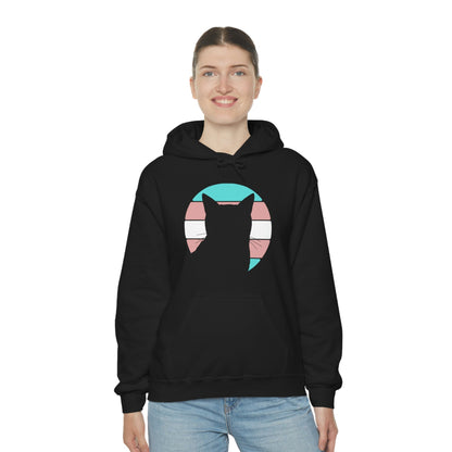 Trans Pride | Cat Silhouette | Hooded Sweatshirt - Detezi Designs-20424273303035707747