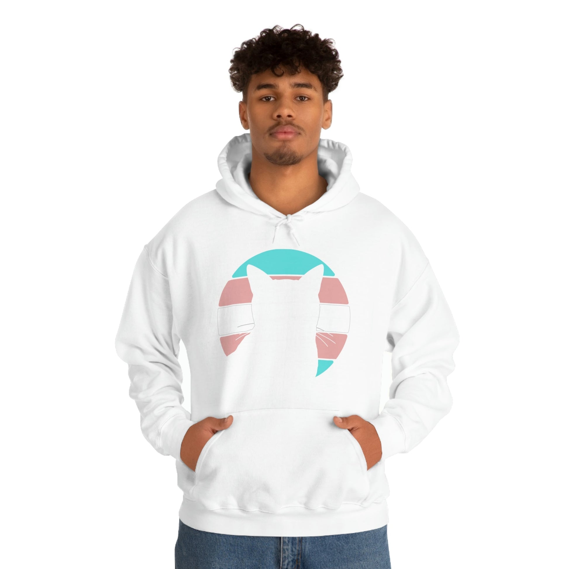 Trans Pride | Cat Silhouette | Hooded Sweatshirt - Detezi Designs-76681336532880666296