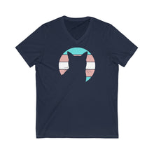Load image into Gallery viewer, Trans Pride | Cat Silhouette | Unisex V-Neck Tee - Detezi Designs-18798790196644114235
