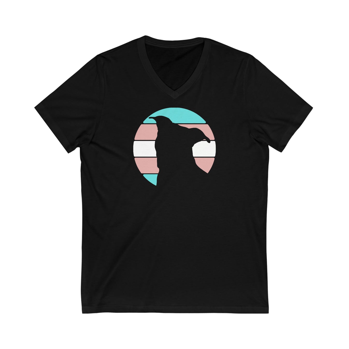 Trans Pride | Pit Bull Silhouette | Unisex V-Neck Tee - Detezi Designs-73955553861856941838