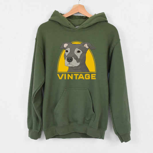 Vintage Dog | Hooded Sweatshirt - Detezi Designs-50564087479433054170