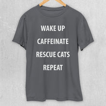 Load image into Gallery viewer, Wake Up, Caffeinate, Rescue Cats, Repeat | Text Tees - Detezi Designs-30432897060176009177
