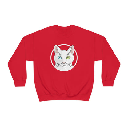 White DSH Cat Circle | Crewneck Sweatshirt - Detezi Designs-17330108631132178376