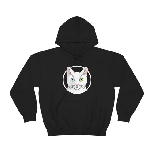 White DSH Cat Circle | Hooded Sweatshirt - Detezi Designs-25622269549463406510