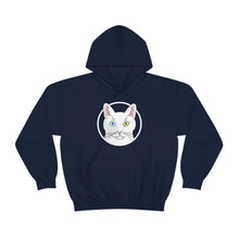 Load image into Gallery viewer, White DSH Cat Circle | Hooded Sweatshirt - Detezi Designs-27386596852333840540
