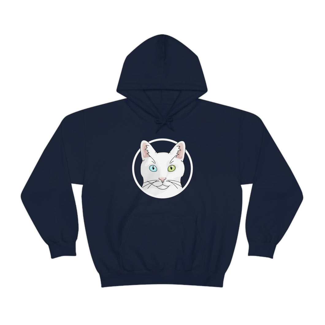 White DSH Cat Circle | Hooded Sweatshirt - Detezi Designs-27386596852333840540