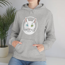 Load image into Gallery viewer, White DSH Cat Circle | Hooded Sweatshirt - Detezi Designs-29405422340486767487

