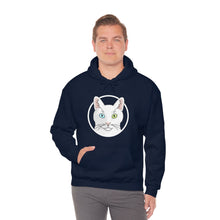 Load image into Gallery viewer, White DSH Cat Circle | Hooded Sweatshirt - Detezi Designs-29405422340486767487
