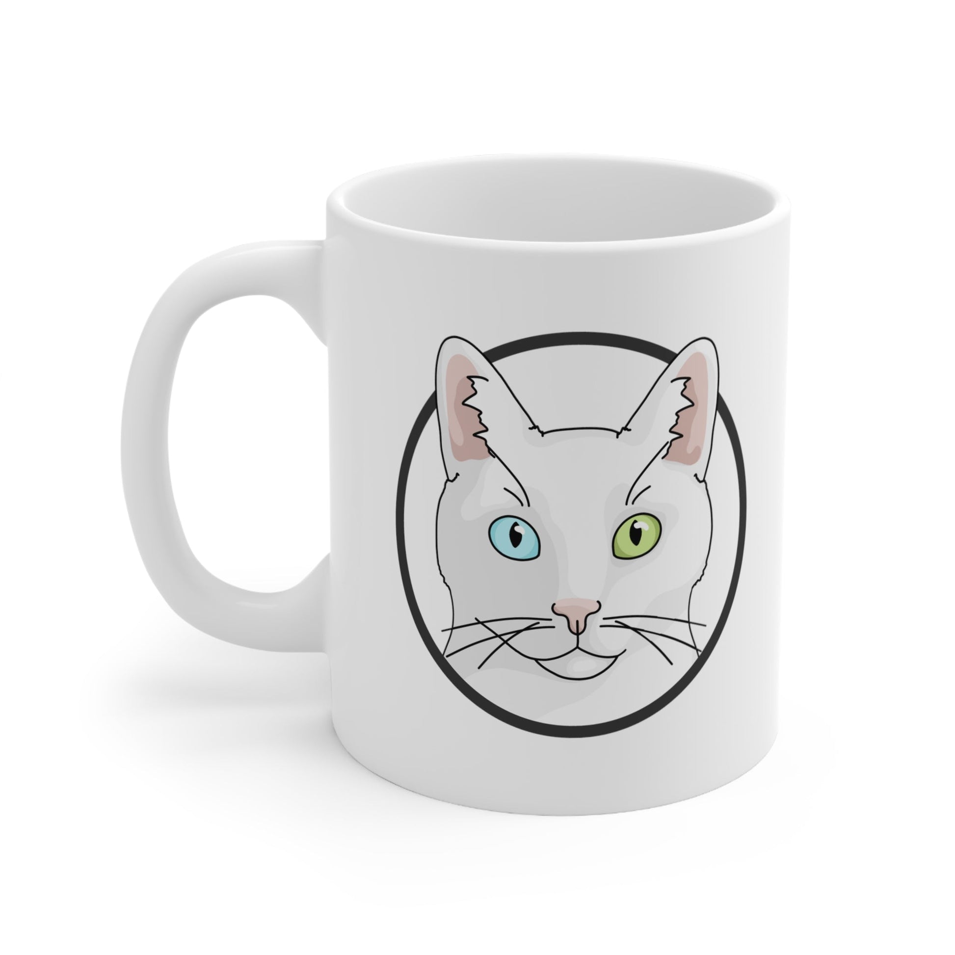 White DSH Cat Circle | Mug - Detezi Designs-80478778908476514886