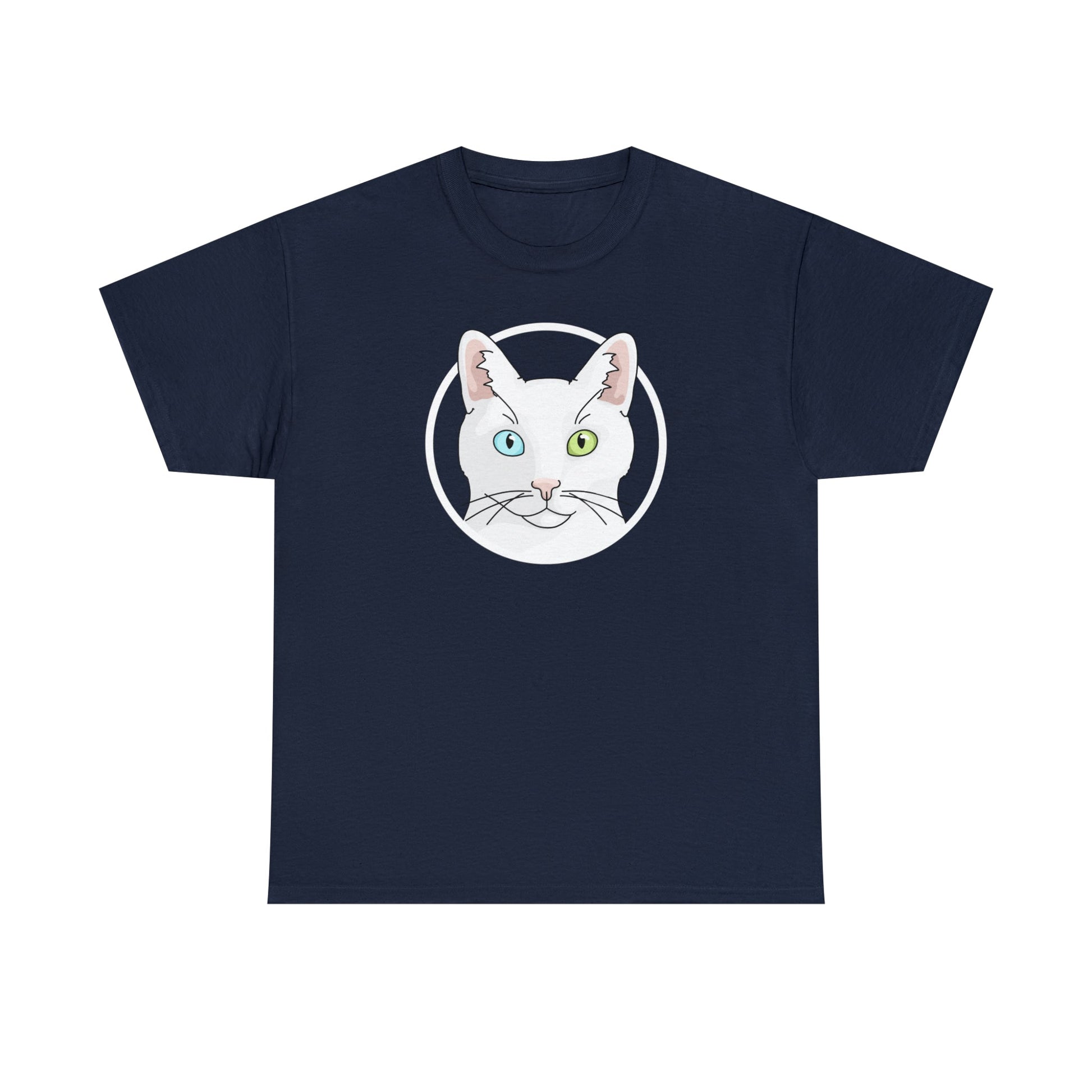 White DSH Cat Circle | T-shirt - Detezi Designs-16088115896767919166