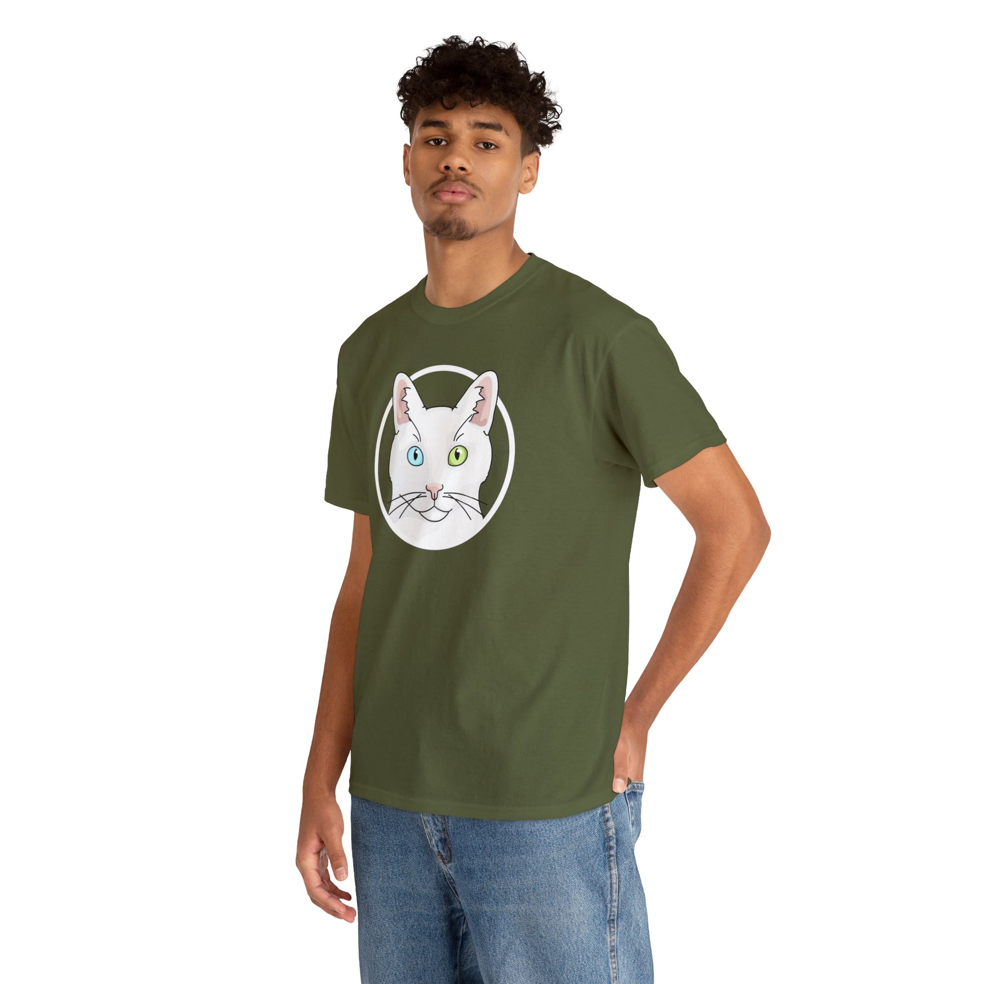 White DSH Cat Circle | T-shirt - Detezi Designs-17314581046589838191