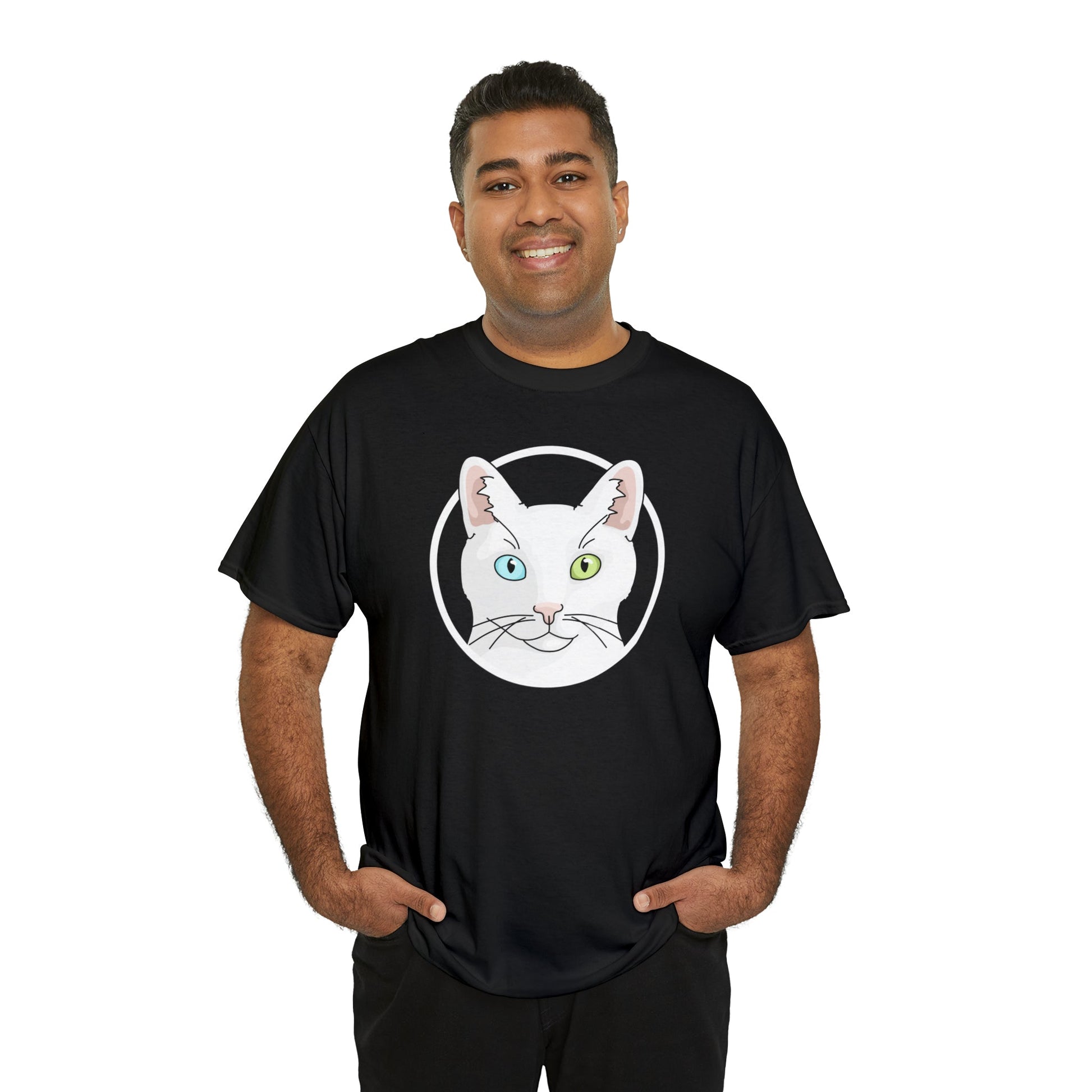 White DSH Cat Circle | T-shirt - Detezi Designs-17314581046589838191