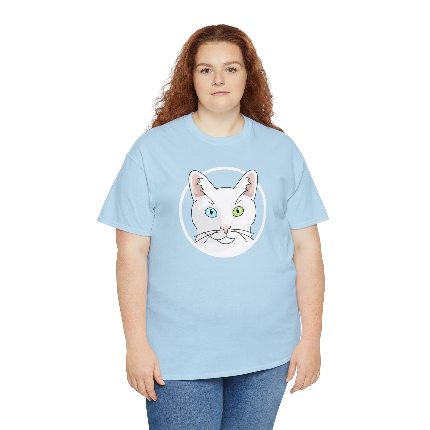 White DSH Cat Circle | T-shirt - Detezi Designs-17314581046589838191