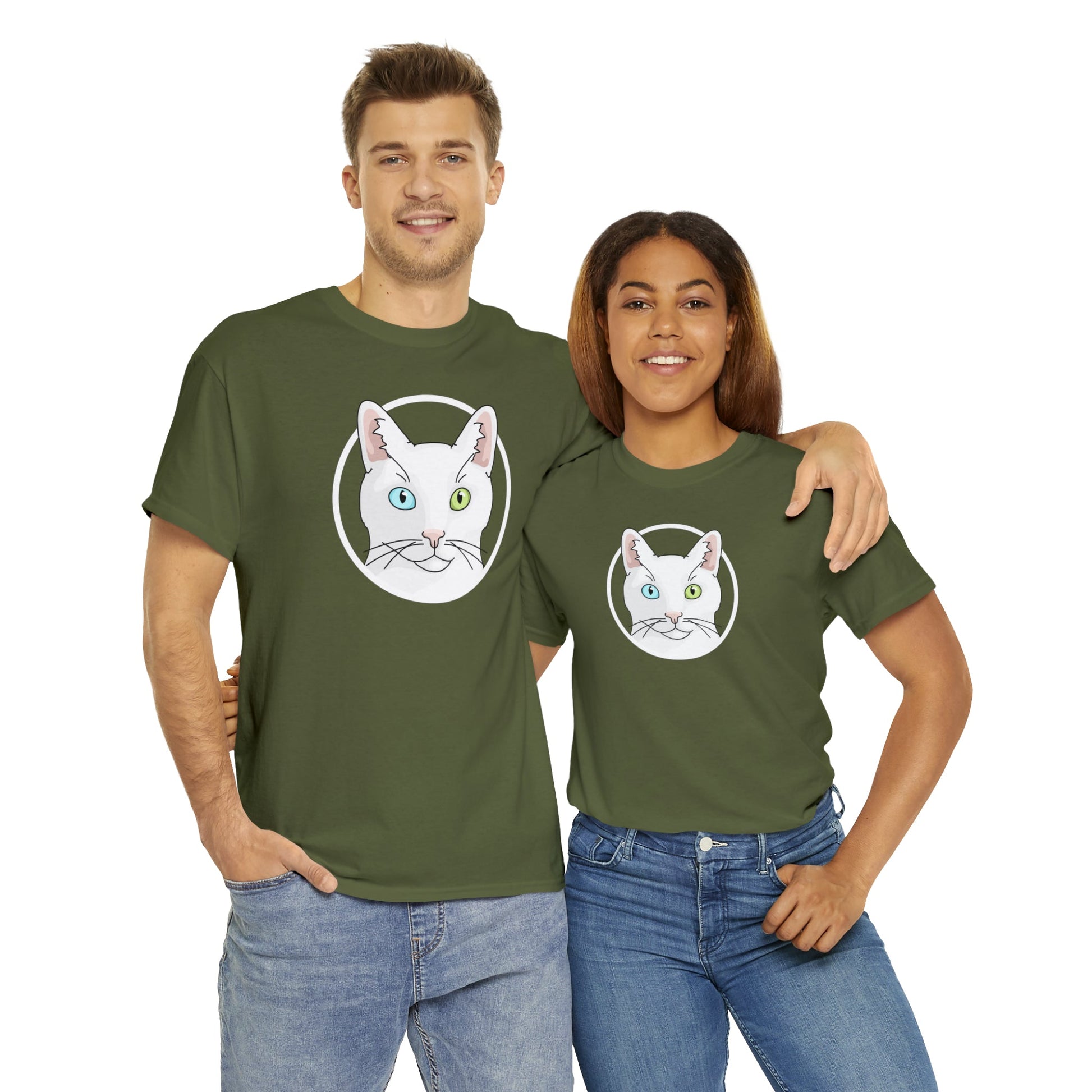 White DSH Cat Circle | T-shirt - Detezi Designs-17314581046589838191