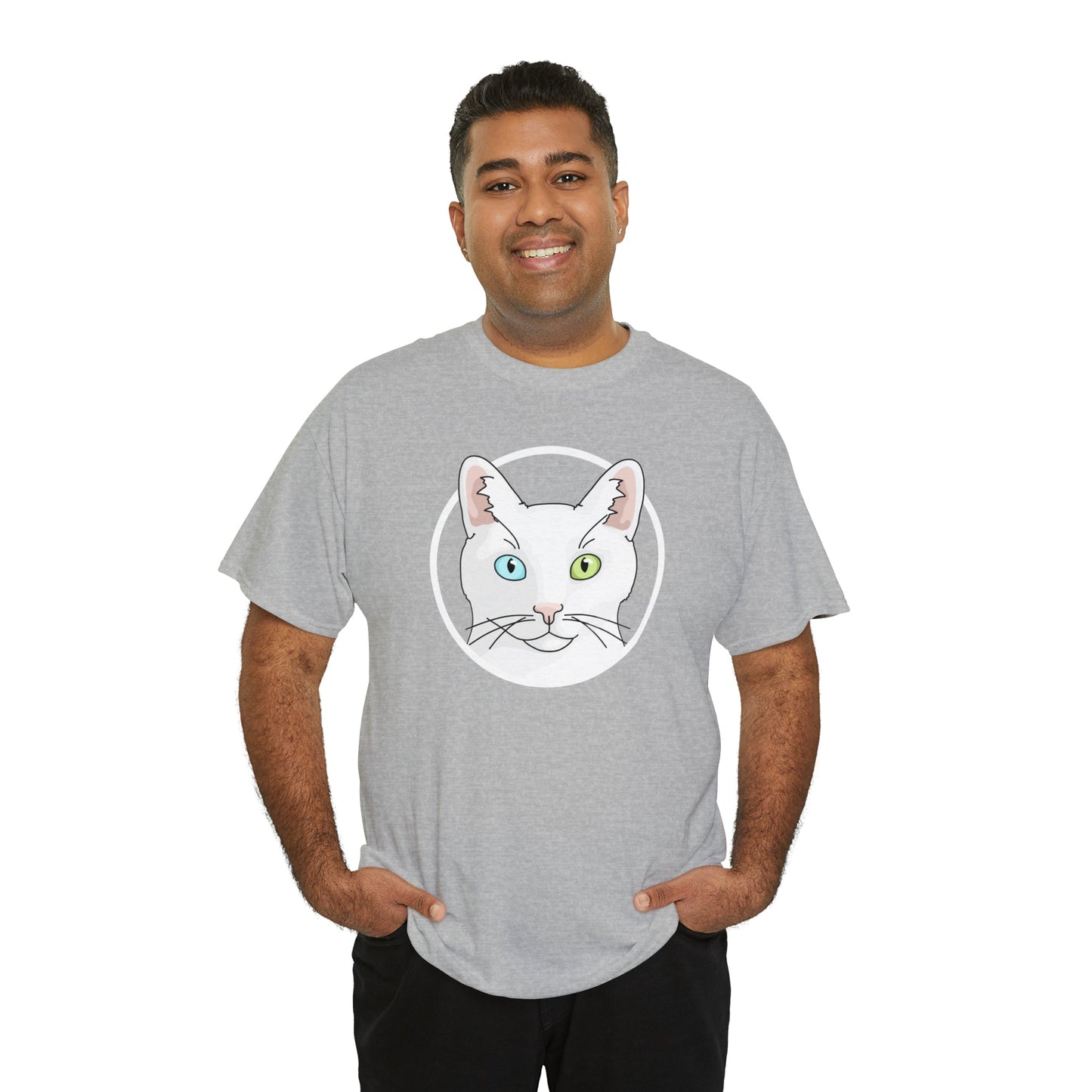 White DSH Cat Circle | T-shirt - Detezi Designs-17314581046589838191