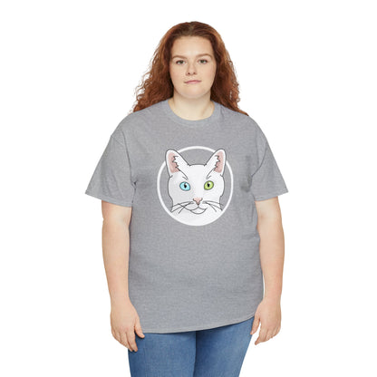 White DSH Cat Circle | T-shirt - Detezi Designs-17314581046589838191