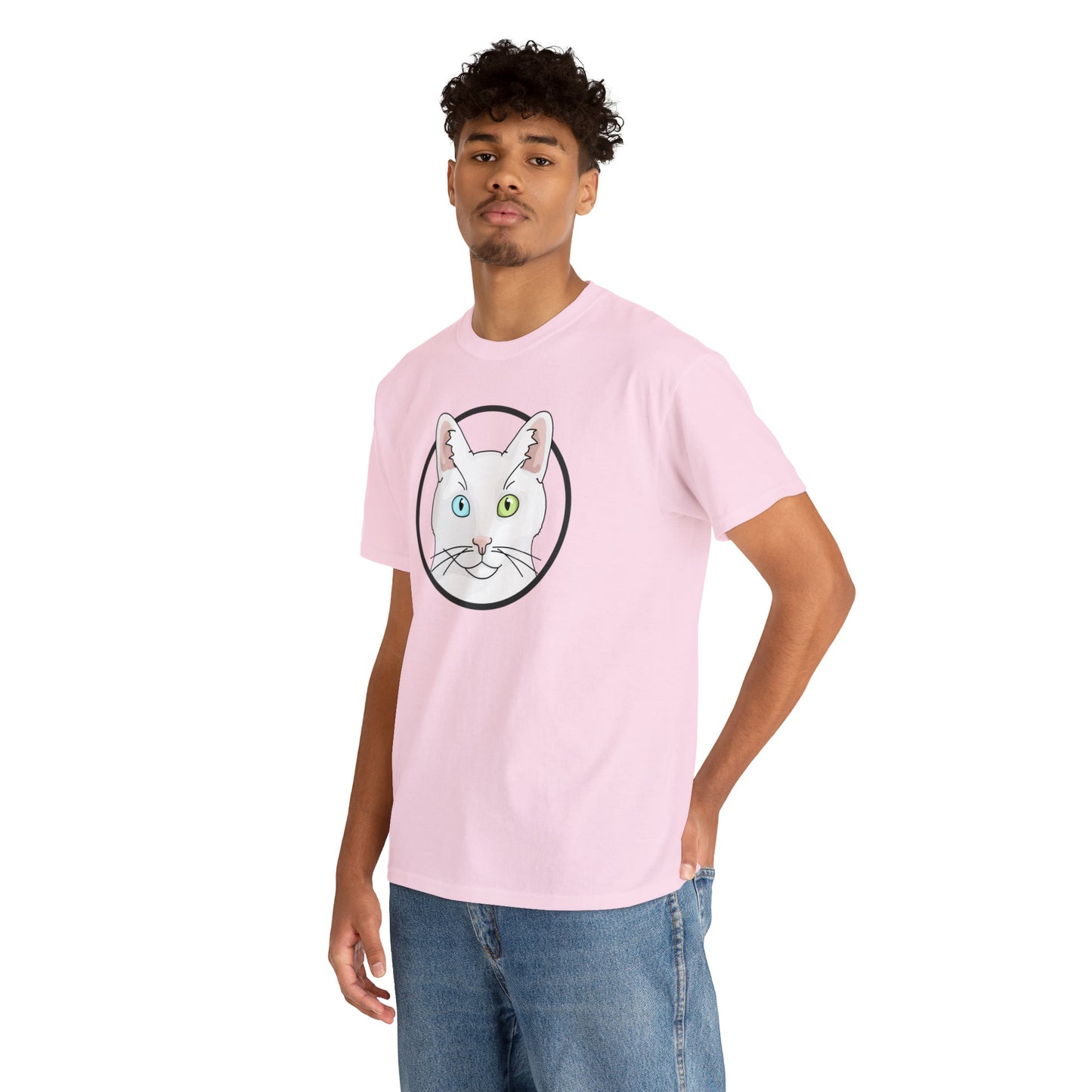 White DSH Cat Circle | T-shirt - Detezi Designs-17314581046589838191