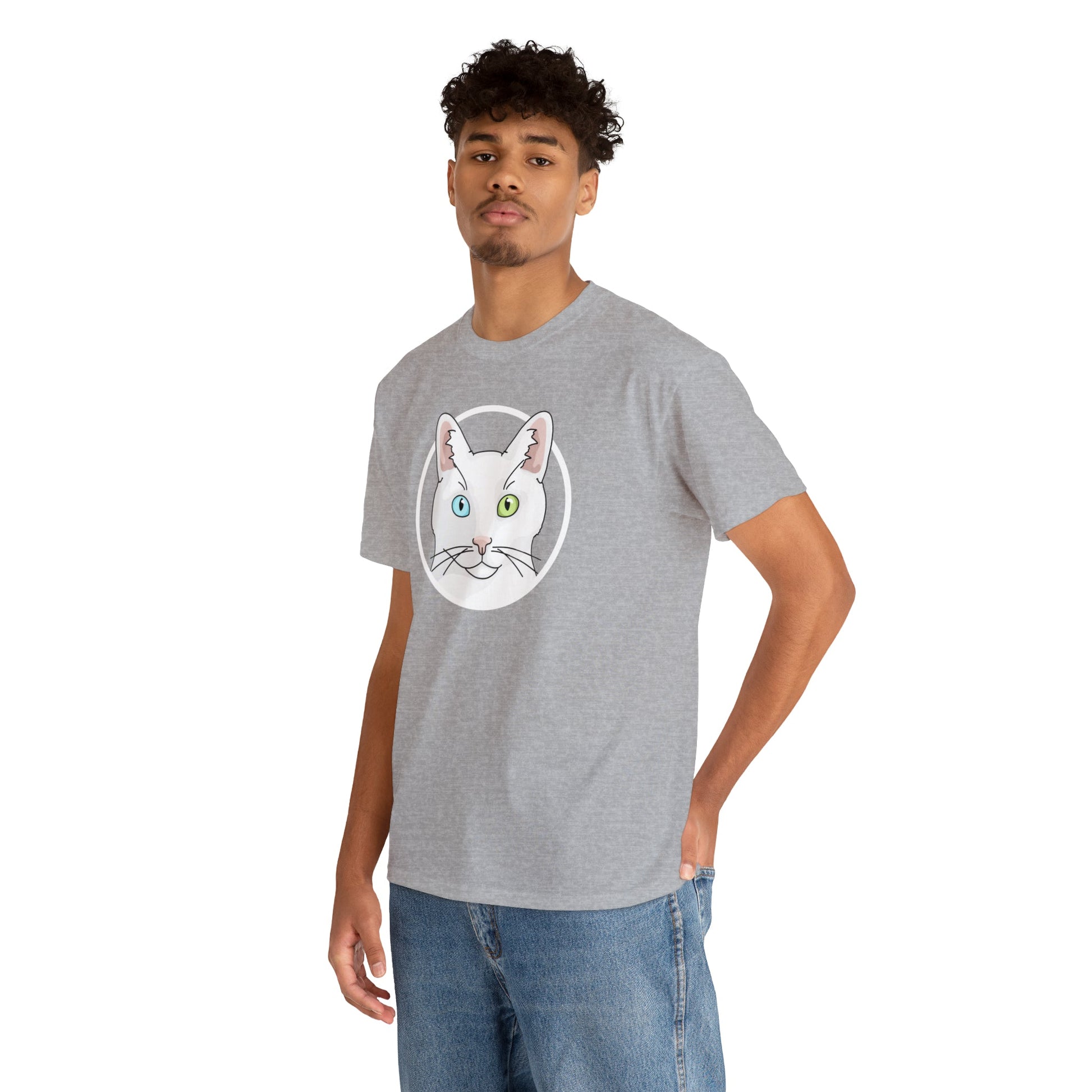 White DSH Cat Circle | T-shirt - Detezi Designs-17314581046589838191