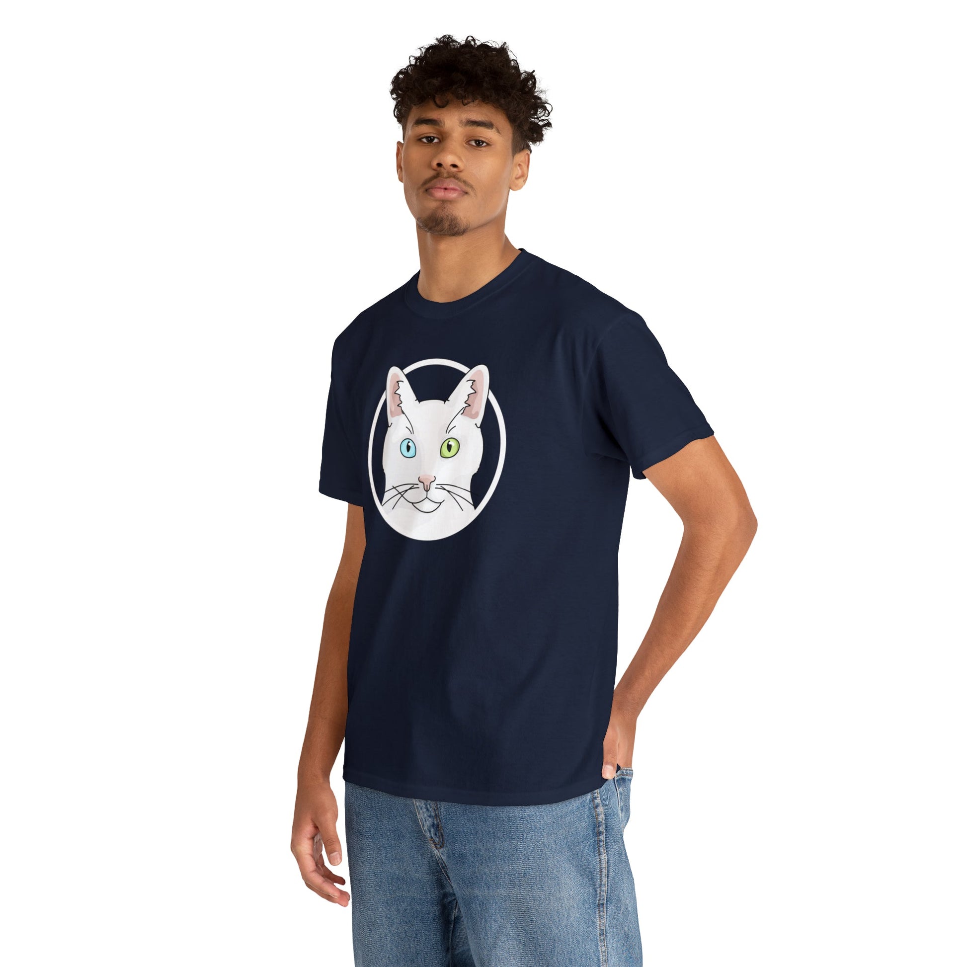 White DSH Cat Circle | T-shirt - Detezi Designs-17314581046589838191