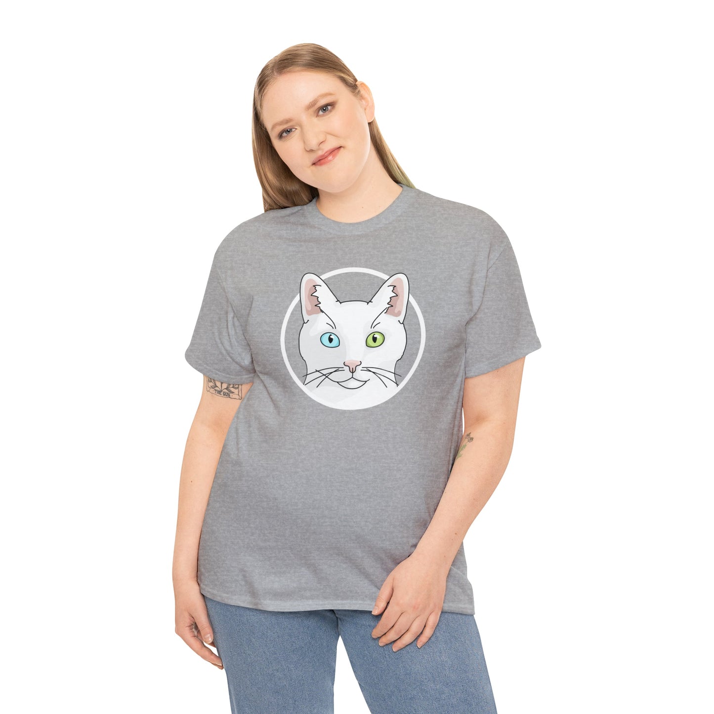 White DSH Cat Circle | T-shirt - Detezi Designs-17314581046589838191