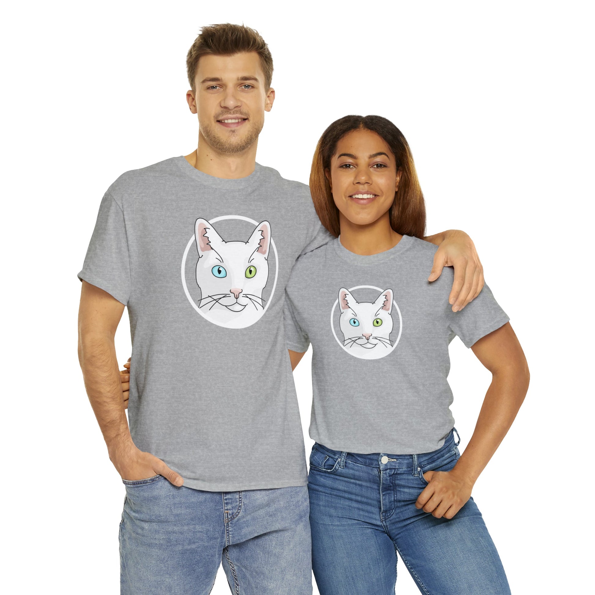 White DSH Cat Circle | T-shirt - Detezi Designs-17314581046589838191