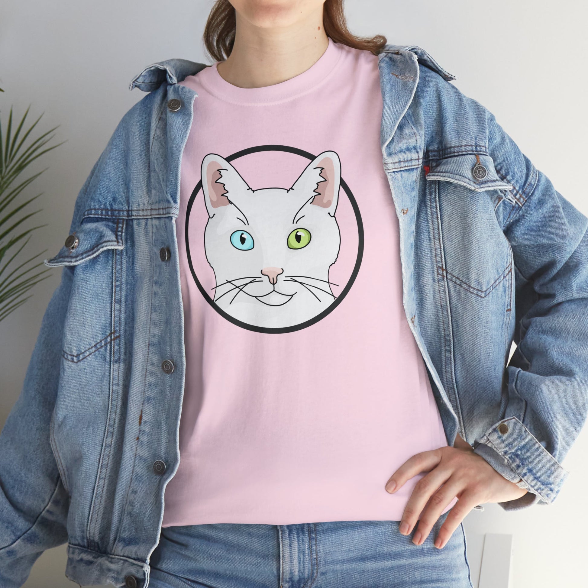 White DSH Cat Circle | T-shirt - Detezi Designs-17314581046589838191