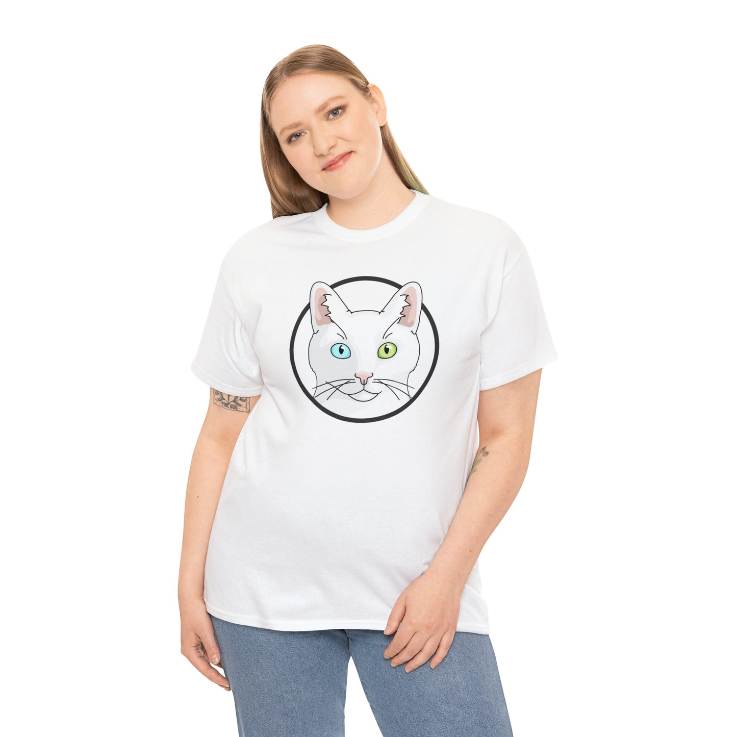 White DSH Cat Circle | T-shirt - Detezi Designs-17314581046589838191