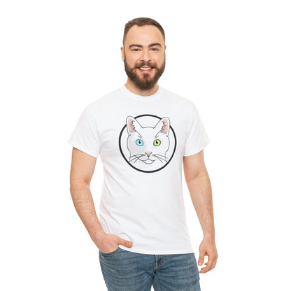 White DSH Cat Circle | T-shirt - Detezi Designs-17314581046589838191