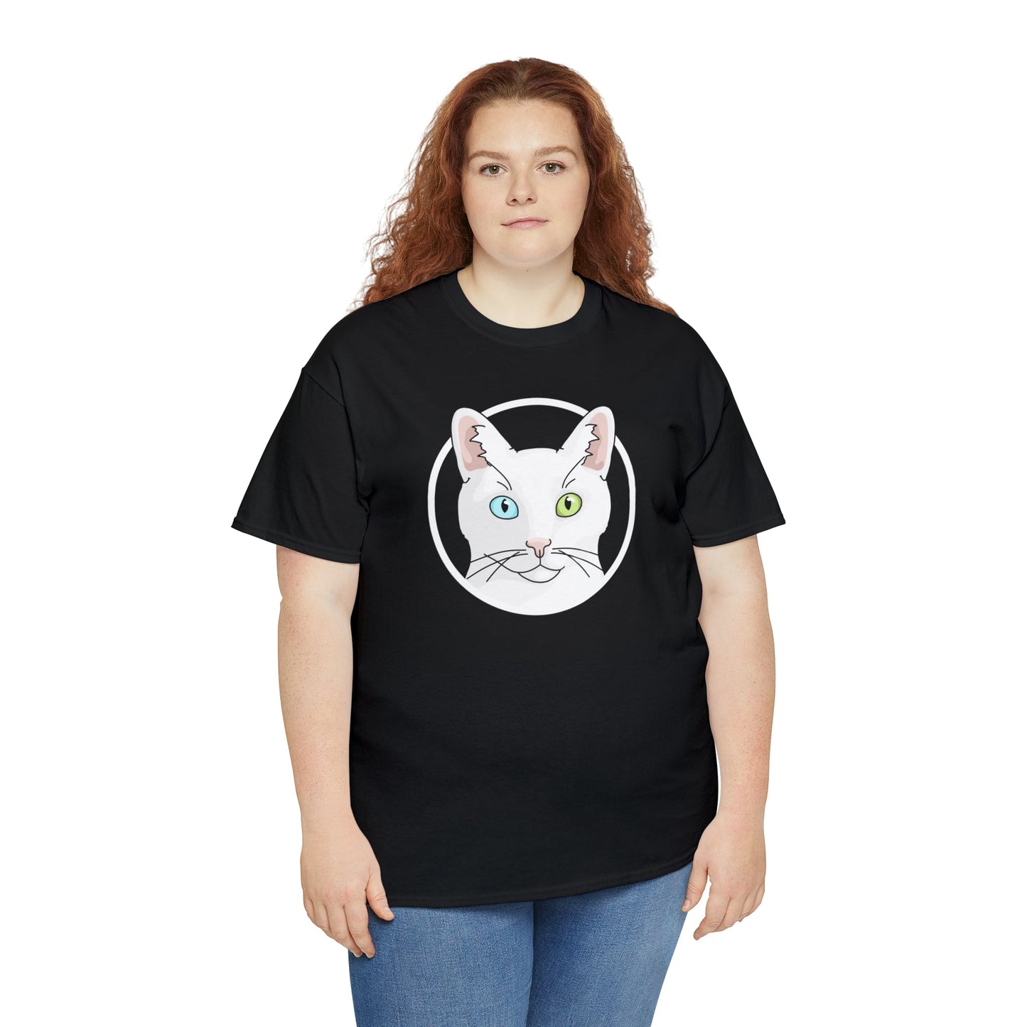 White DSH Cat Circle | T-shirt - Detezi Designs-17314581046589838191