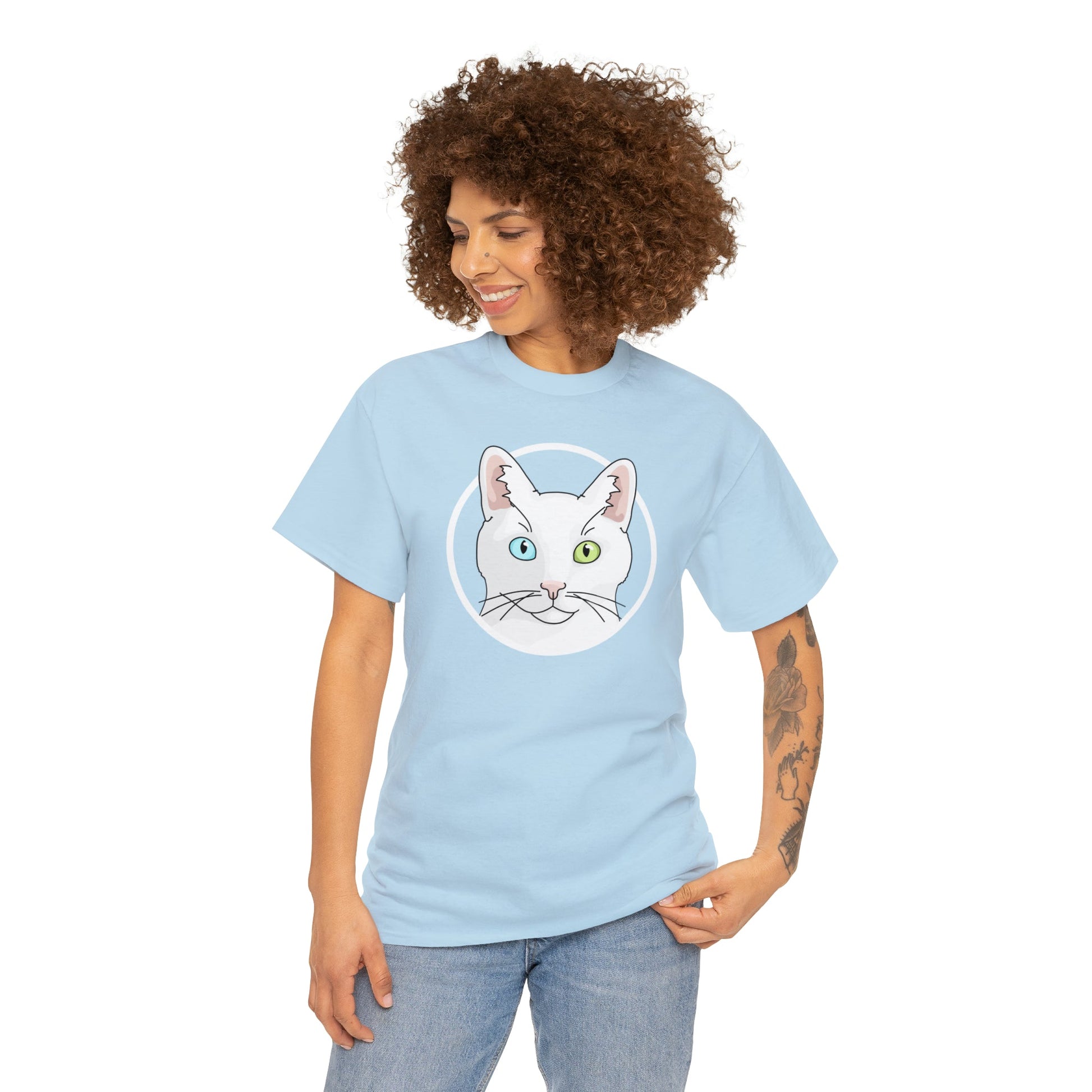 White DSH Cat Circle | T-shirt - Detezi Designs-17314581046589838191