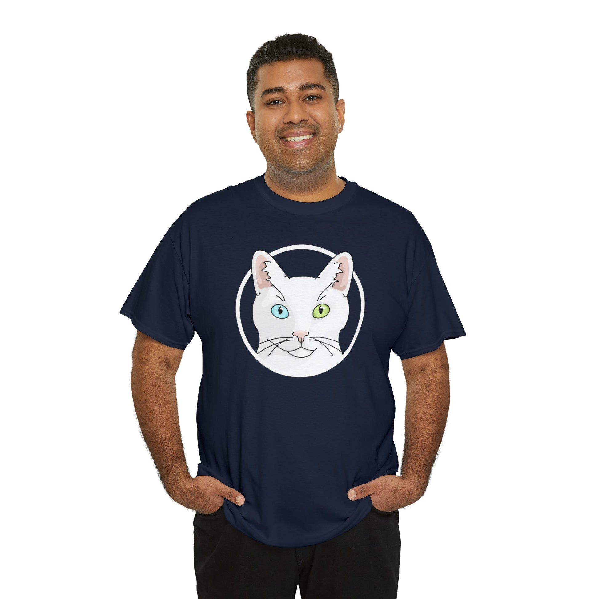 White DSH Cat Circle | T-shirt - Detezi Designs-17314581046589838191