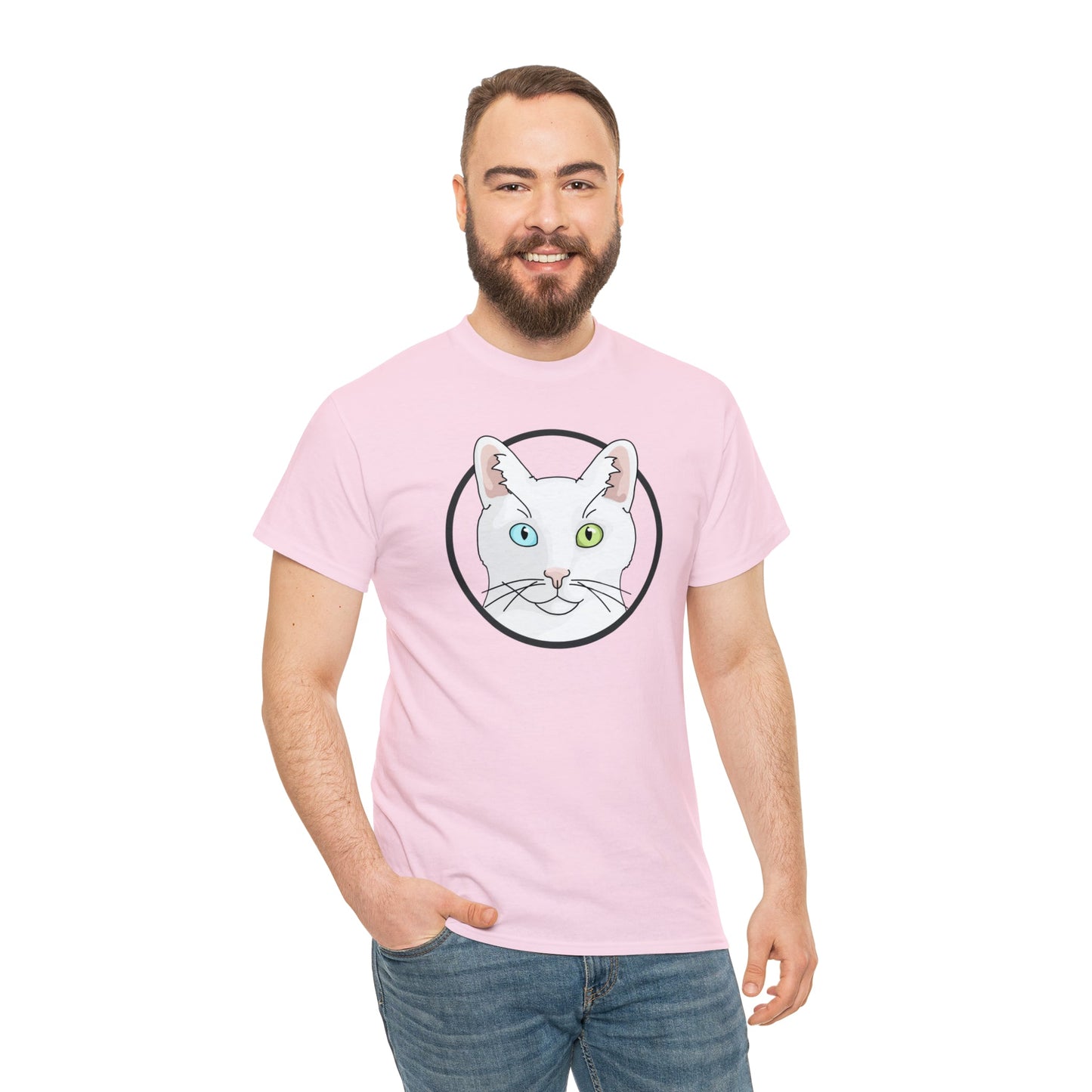 White DSH Cat Circle | T-shirt - Detezi Designs-17314581046589838191