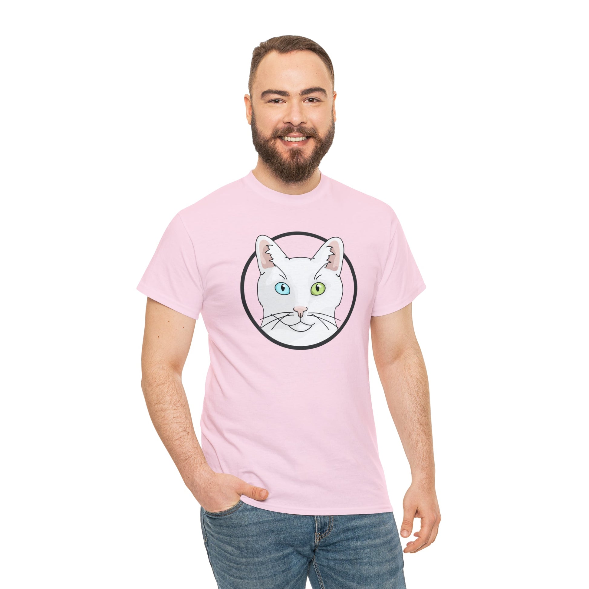 White DSH Cat Circle | T-shirt - Detezi Designs-17314581046589838191