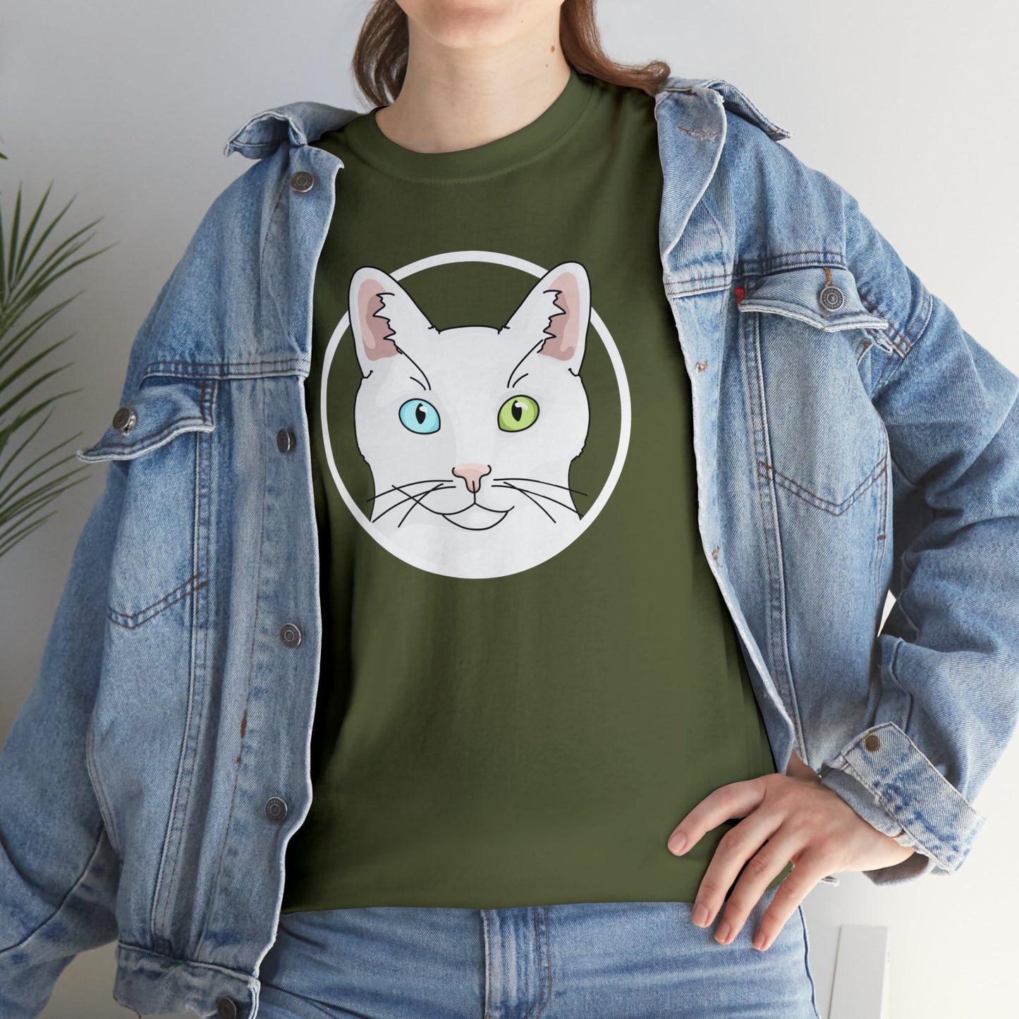 White DSH Cat Circle | T-shirt - Detezi Designs-17314581046589838191