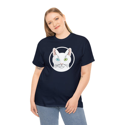 White DSH Cat Circle | T-shirt - Detezi Designs-17314581046589838191