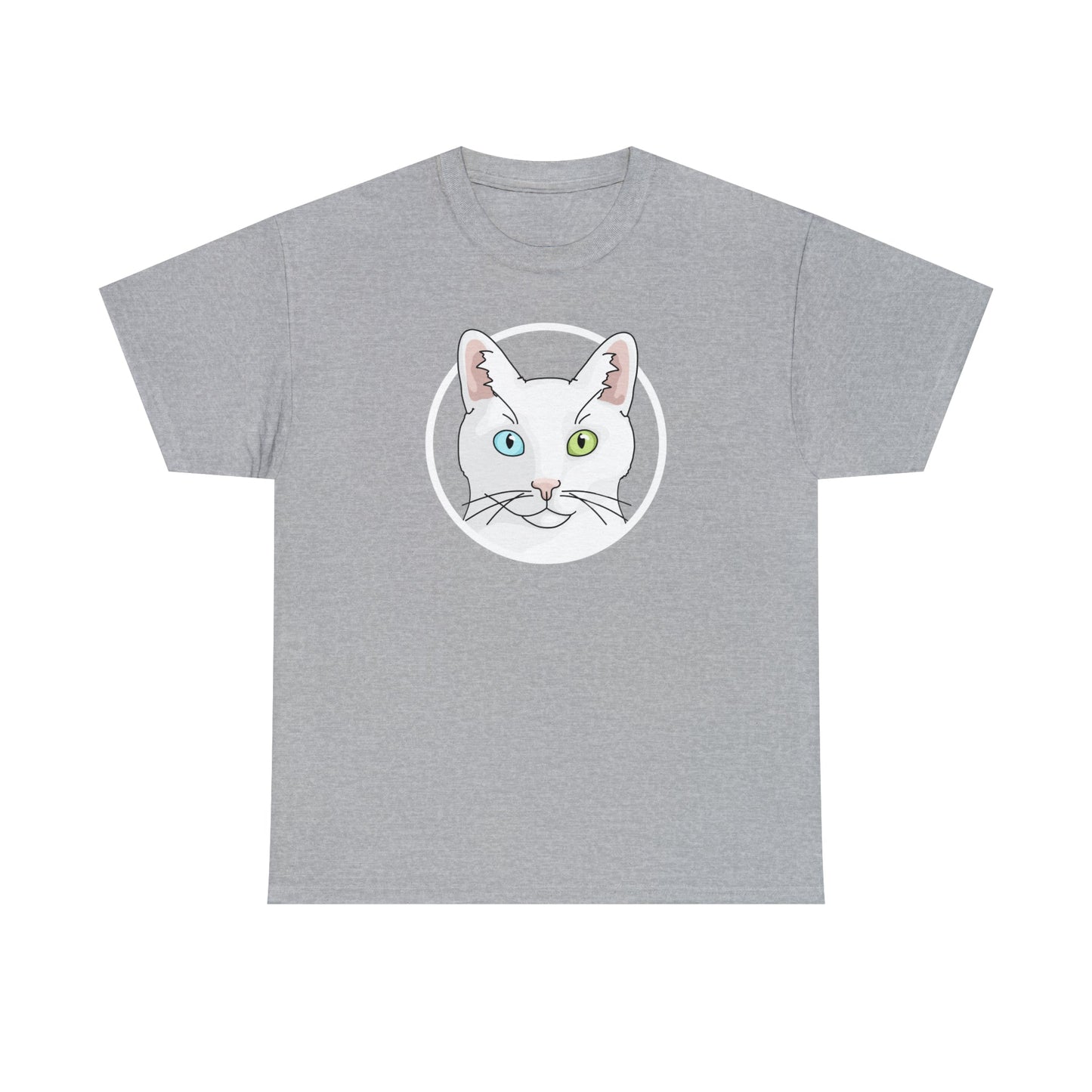 White DSH Cat Circle | T-shirt - Detezi Designs-17314581046589838191