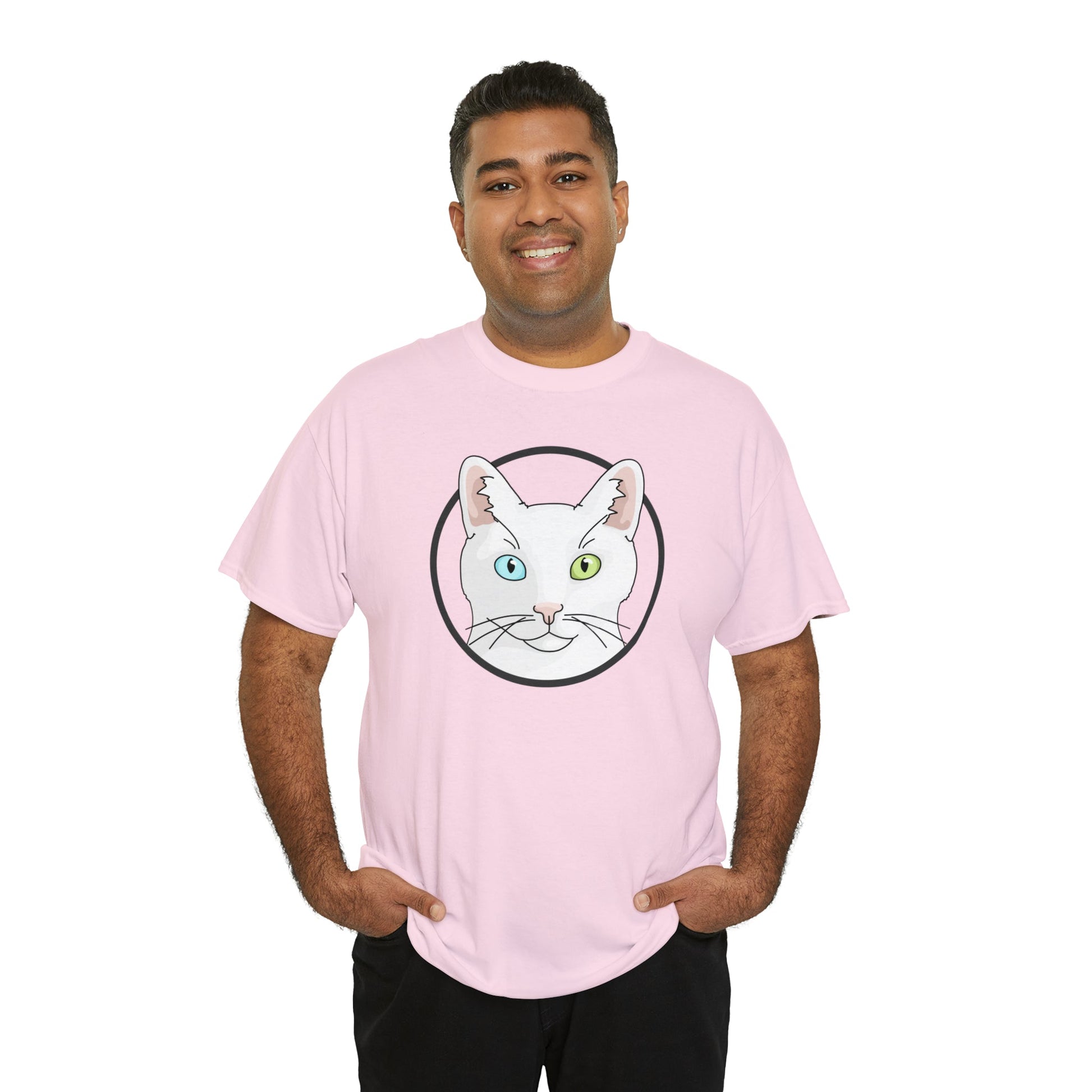 White DSH Cat Circle | T-shirt - Detezi Designs-17314581046589838191