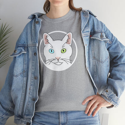 White DSH Cat Circle | T-shirt - Detezi Designs-17314581046589838191