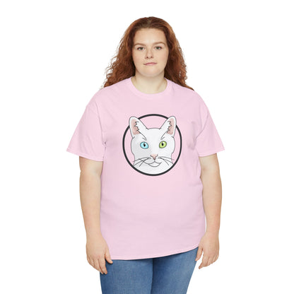 White DSH Cat Circle | T-shirt - Detezi Designs-17314581046589838191