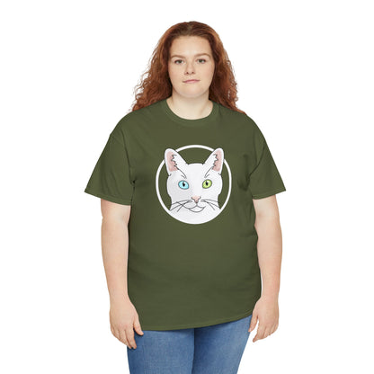 White DSH Cat Circle | T-shirt - Detezi Designs-17314581046589838191