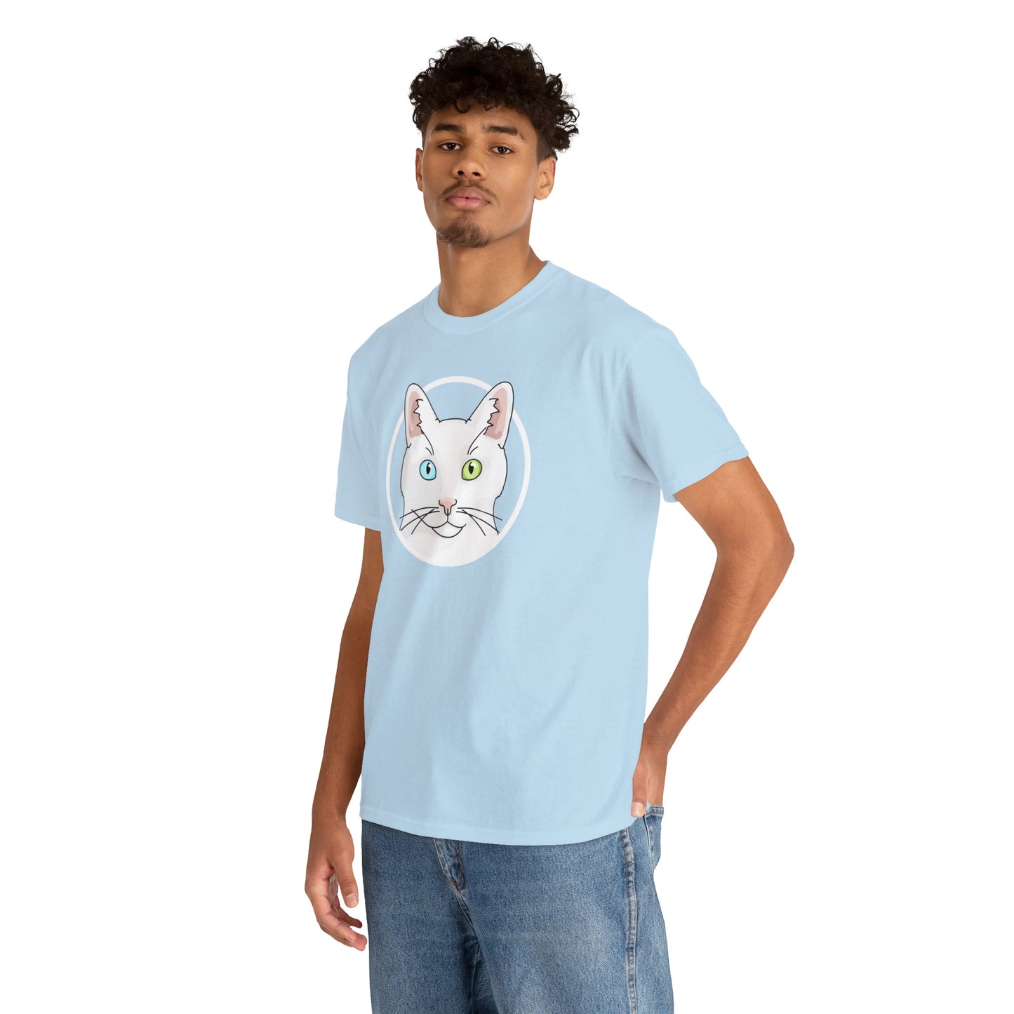 White DSH Cat Circle | T-shirt - Detezi Designs-17314581046589838191