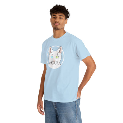 White DSH Cat Circle | T-shirt - Detezi Designs-17314581046589838191