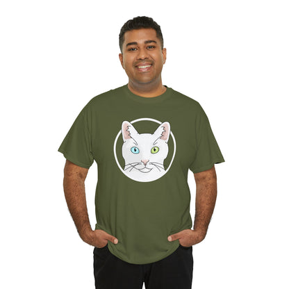 White DSH Cat Circle | T-shirt - Detezi Designs-17314581046589838191