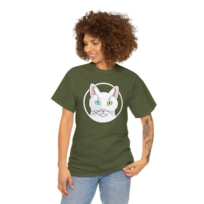 White DSH Cat Circle | T-shirt - Detezi Designs-17314581046589838191