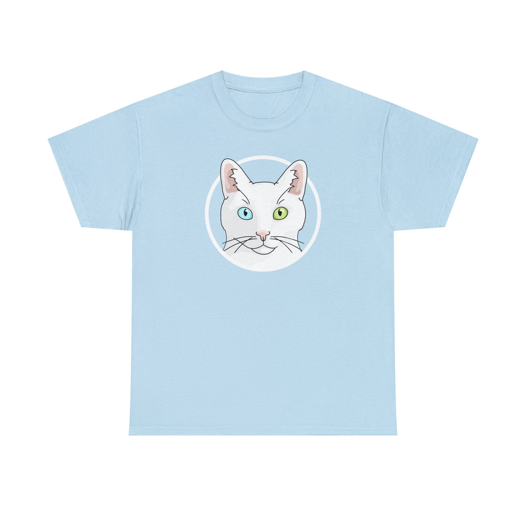 White DSH Cat Circle | T-shirt - Detezi Designs-25045993313624597104