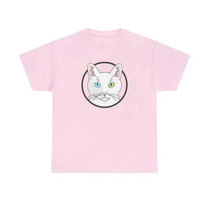 White DSH Cat Circle | T-shirt - Detezi Designs-25265593759978695046