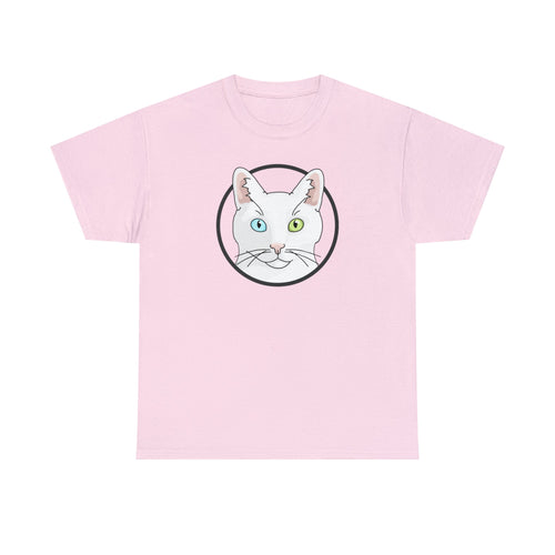 White DSH Cat Circle | T-shirt - Detezi Designs-25265593759978695046