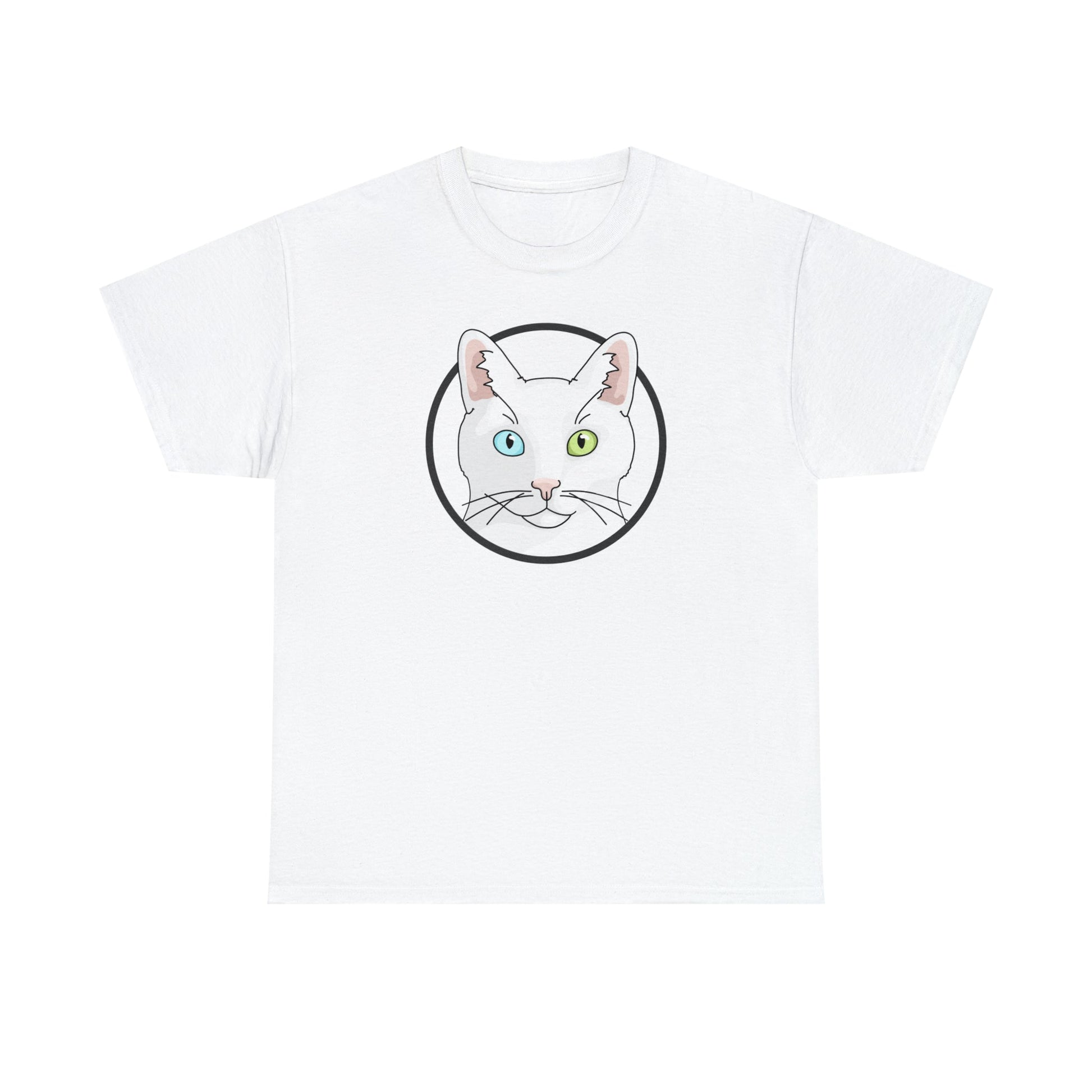 White DSH Cat Circle | T-shirt - Detezi Designs-31649556865430799305